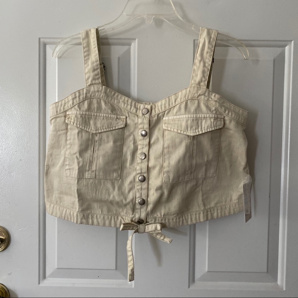 NWT Free People Palm Dessert Denim Crop Top - Picture 5 of 9